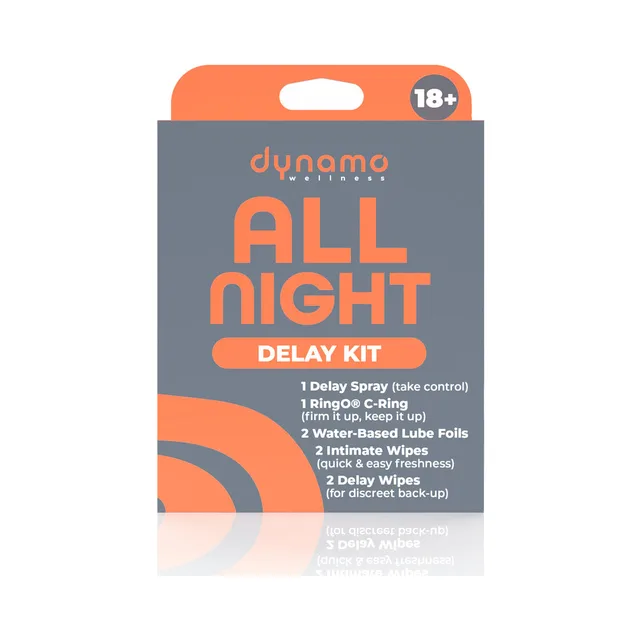 Gray-and-orange Dynamo All Night intimacy kit package