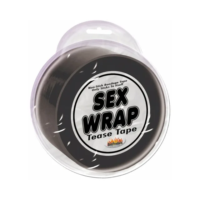 Hott Products Sex Wrap black tape roll inside clear round hanging case