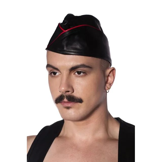 Three-quarter view of black and red Prowler RED Triangle cap in S