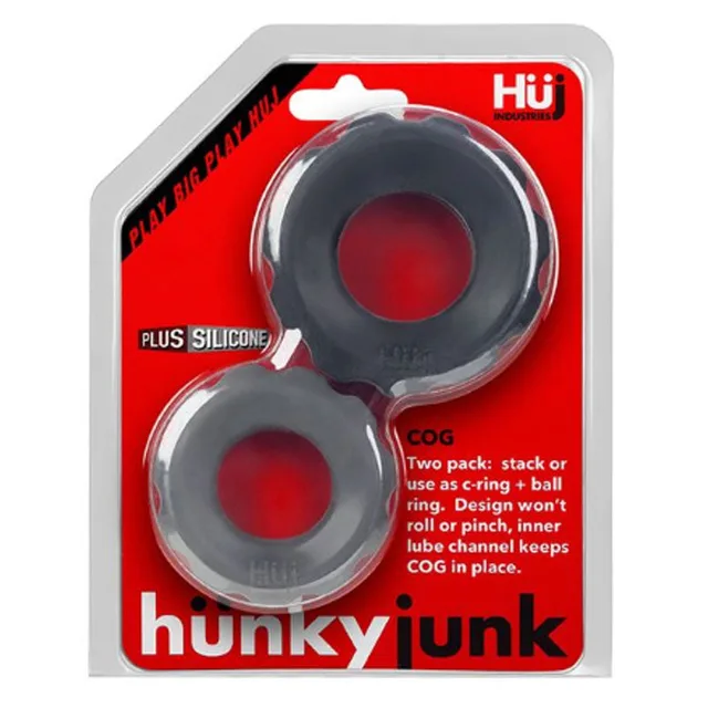 Oxballs Hunkyjunk COG black and gray two-size ring pack on red card