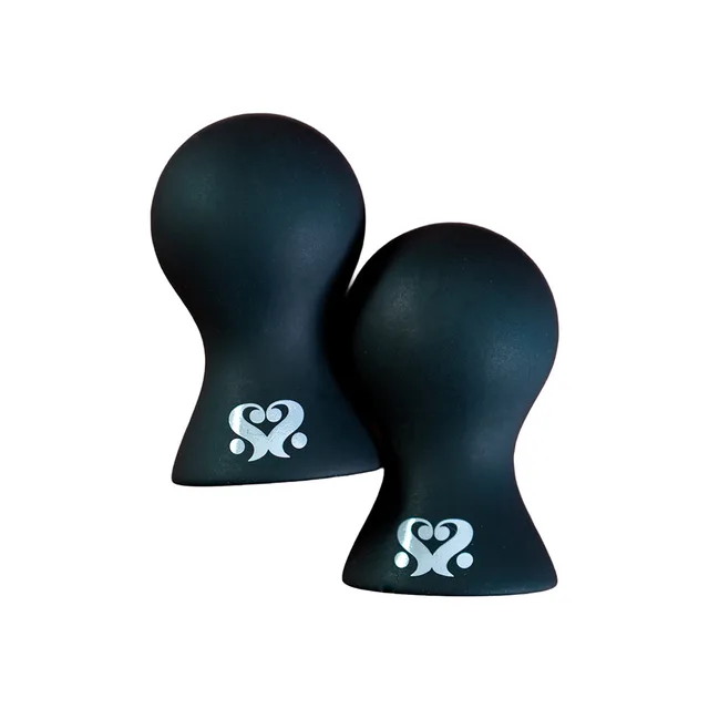 Pair of black SEI MIO Areola Grande bulb-shaped nipple suckers