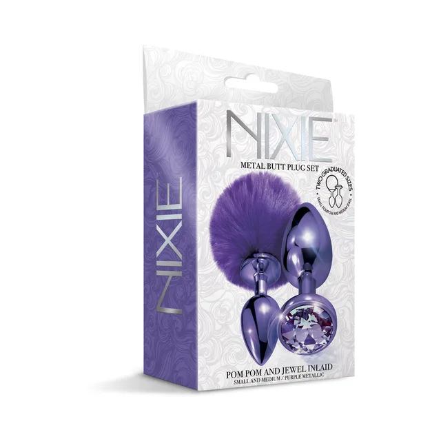 NIXIE Metallic Purple two-plug set in white and violet retail box