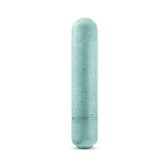 Blush Gaia Eco Bullet aqua vibrator upright front view with rounded tip and speckled surface
