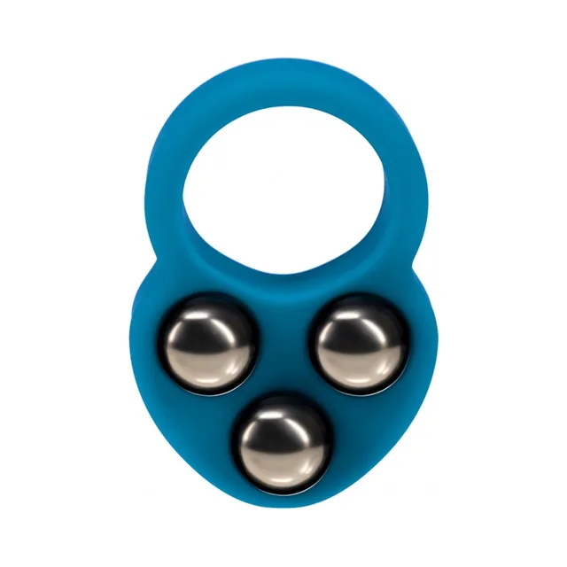 Teal LEVELZ silicone ring with three polished steel balls