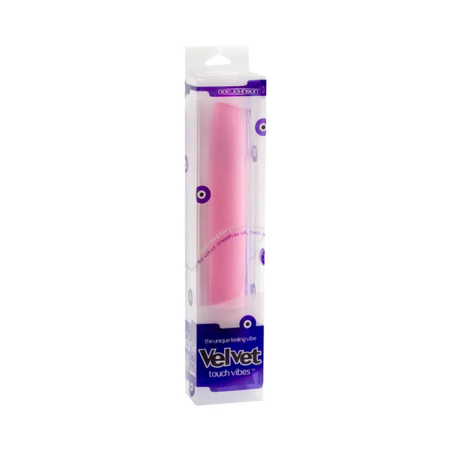 Doc Johnson Velvet Touch light pink vibe in clear purple package