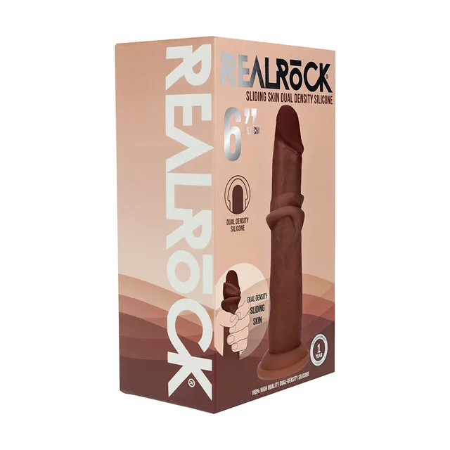 Realrock brown 6-inch silicone dildo inside tan retail box