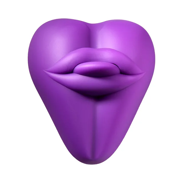 Front view of purple Banana Pants Kissi heart-shaped cushion