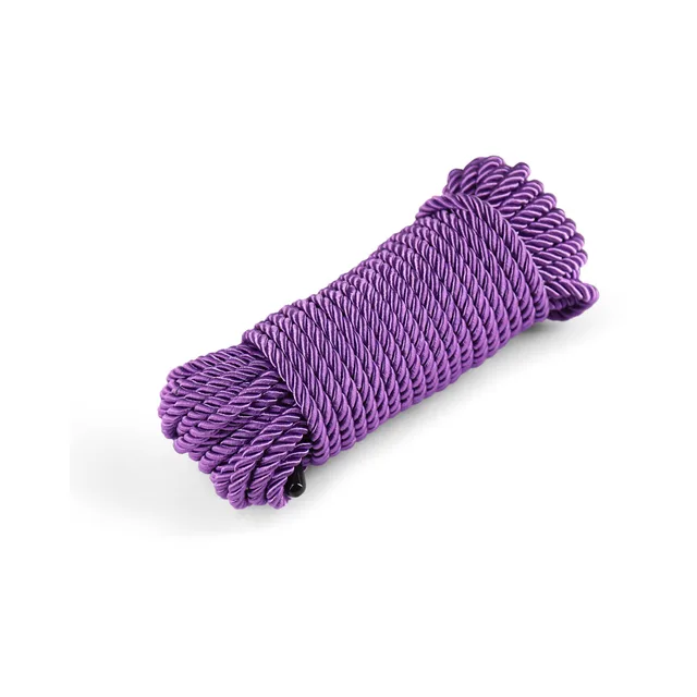NS Novelties Bound 50 ft purple rope compact bundle with twisted strands and looped ends