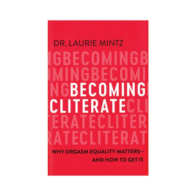 red Becoming Cliterate book cover by Dr. Laurie Mintz with repeated title typography
