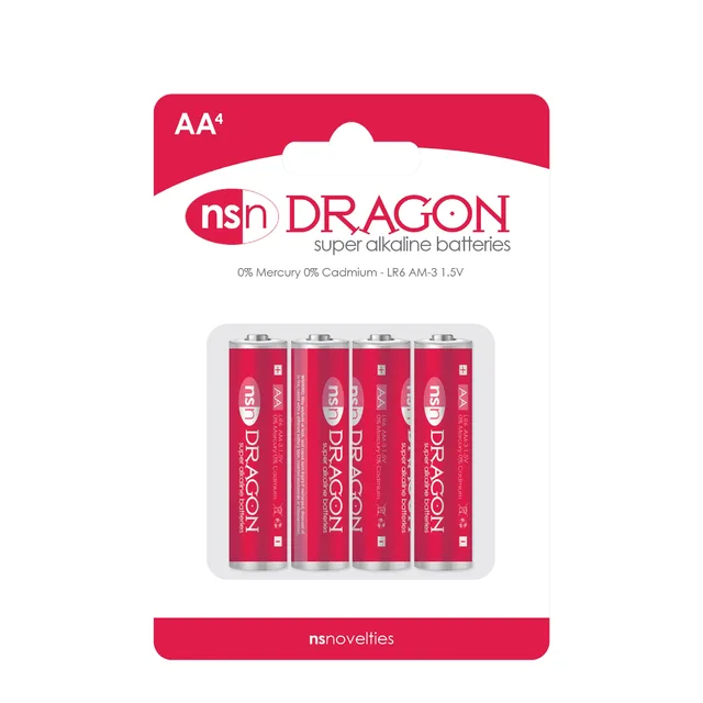 Dragon AA Batteries four red batteries in blister package