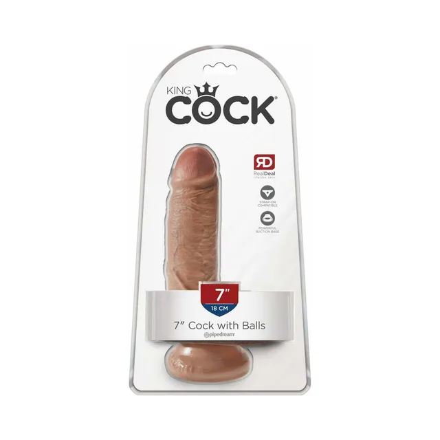 Pipedream King Cock Tan 7 Inch Dildo inside clear-front blister package