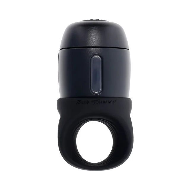 front view of black Wet It Be with cylindrical dispenser and circular ring