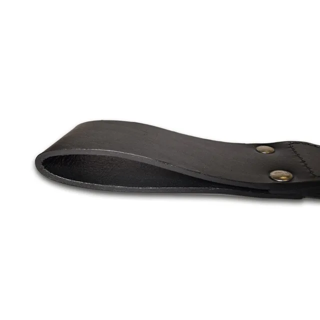 Side view of folded black leather Prowler RED paddle end