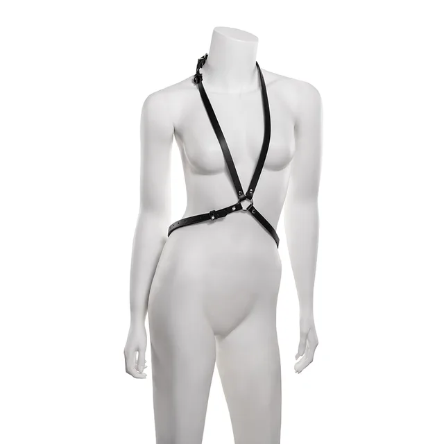 Sportsheets Shadow black body harness front mannequin view
