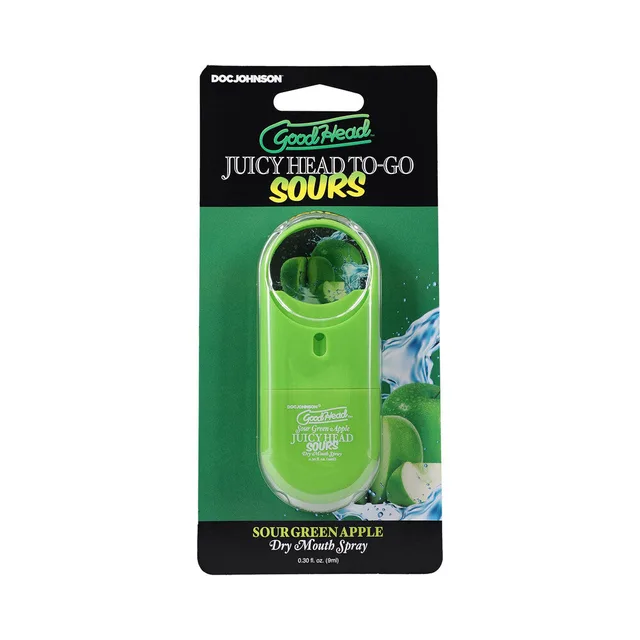 GoodHead Juicy Head Sour Green Apple 0.3 oz spray green pocket atomizer on apple-themed card
