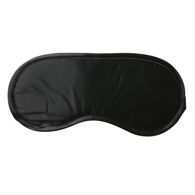 Unboxed black satin blindfold with contoured edge and stitched border