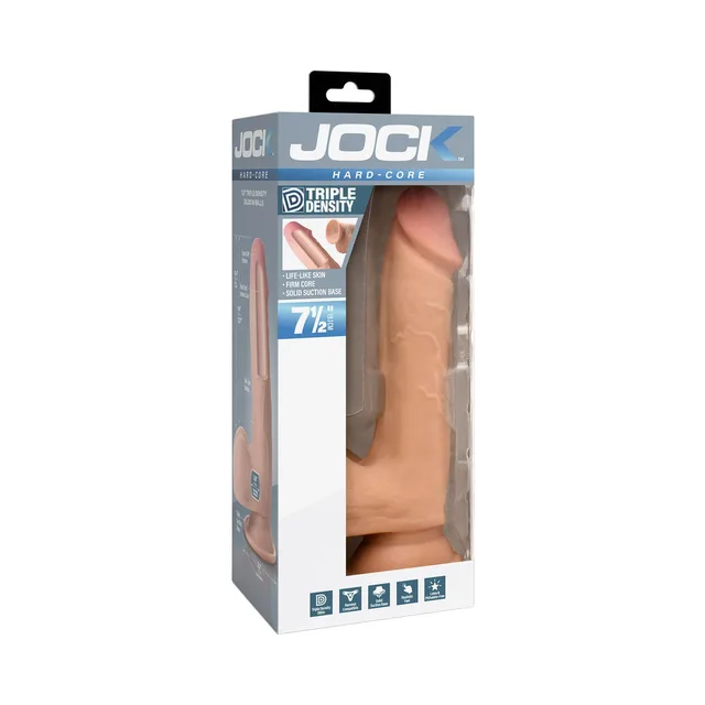 JOCK Hard-Core 7.5-inch triple-density dildo with balls in blue window box
