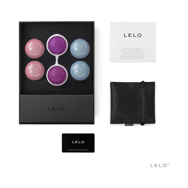 LELO BEADS Plus set with six colored balls, box, pouch and card