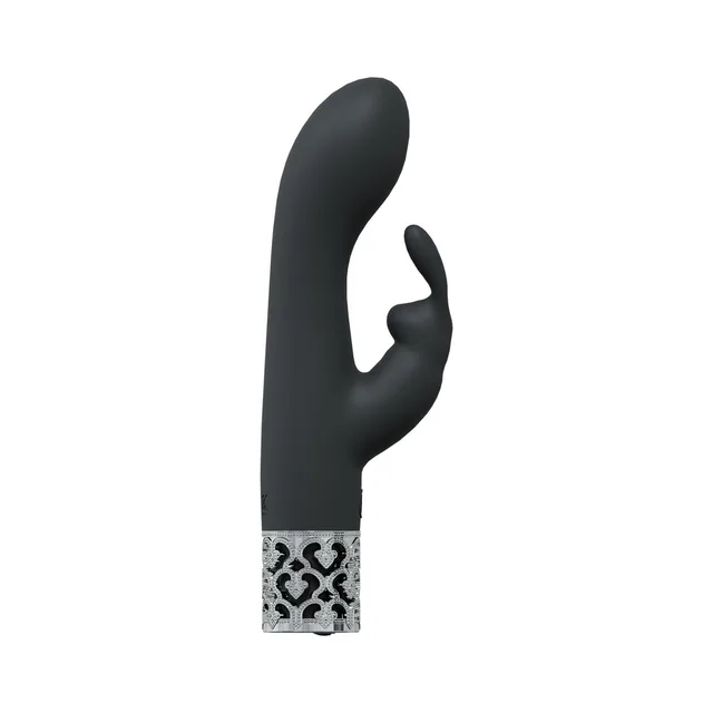 black Royal Gems Royal Rabbit vibrator with curved shaft and looped side arm