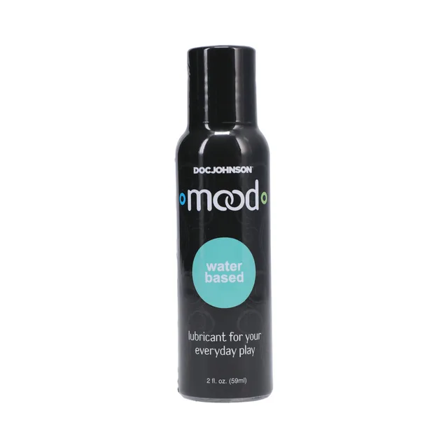 Front of black Doc Johnson Mood water-based lubricant 2 oz bottle