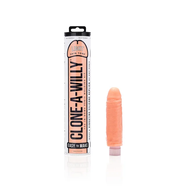 Clone-A-Willy light skin vibrating dildo kit in cylindrical package