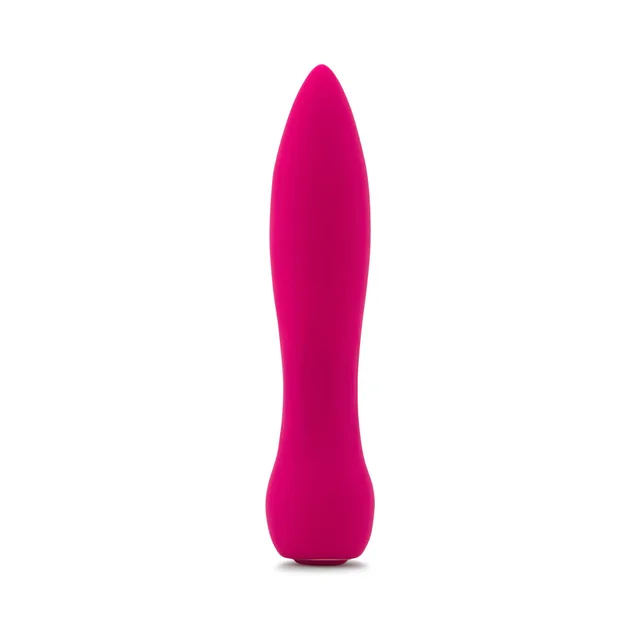 upright magenta Bobbii silicone vibrator with tapered tip and rounded base