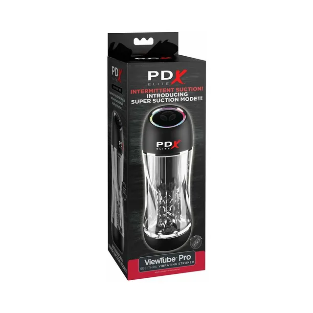 PDX Elite ViewTube Pro clear automatic suction stroker in black box