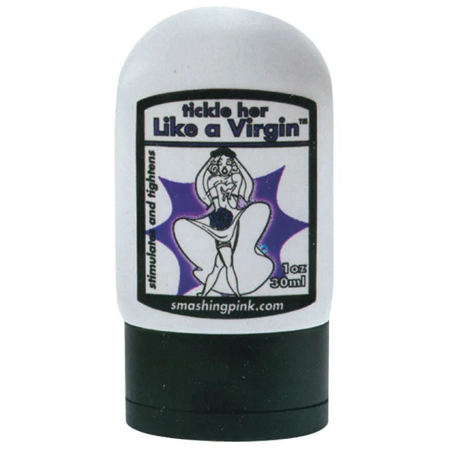 Tickle Her Like a Virgin 1 oz lotion bottle with black cap and illustrated label