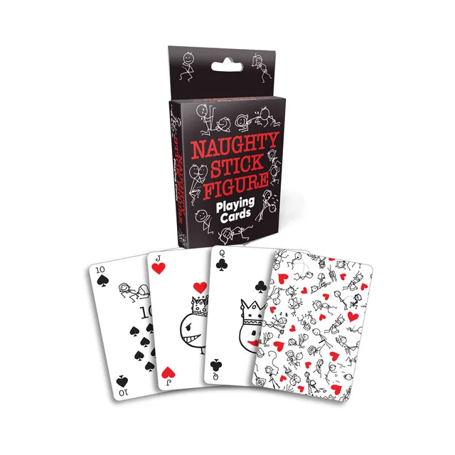 Naughty Stick Figure playing cards with black tuck box