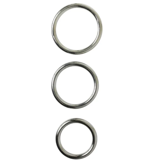Sportsheets Silver Metal O-Rings three loose silver rings in graduated sizes