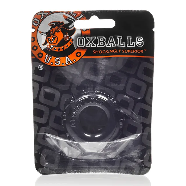 OxBalls Jelly Bean Black Ring in hanging pouch