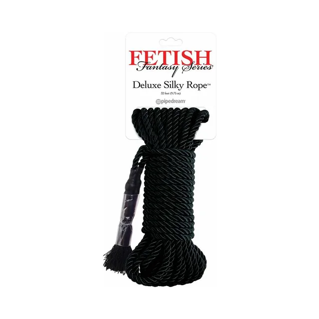 Fetish Fantasy Black Cotton Rope coiled rope with white hanging card and black tassel