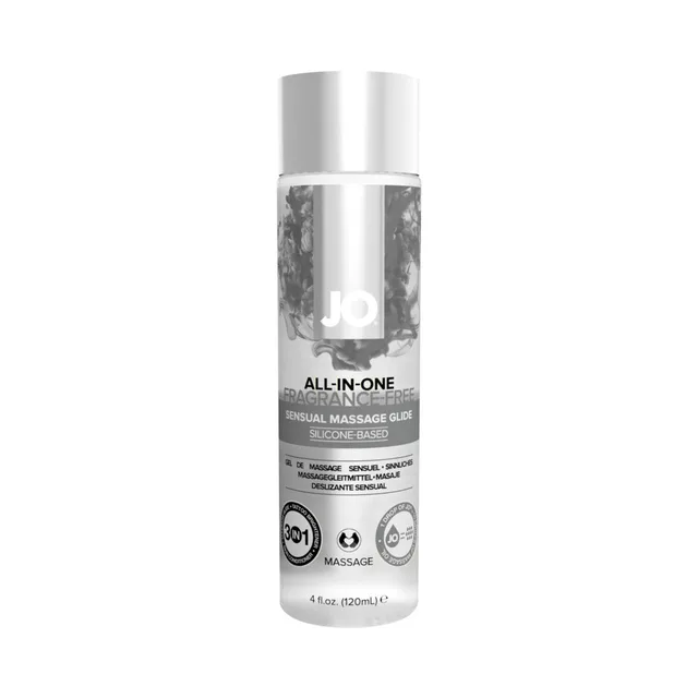 System JO fragrance-free four-ounce silicone massage glide bottle