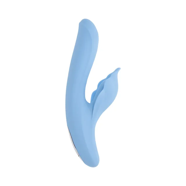 Front-left view of light-blue Playboy In Bloom vibrator