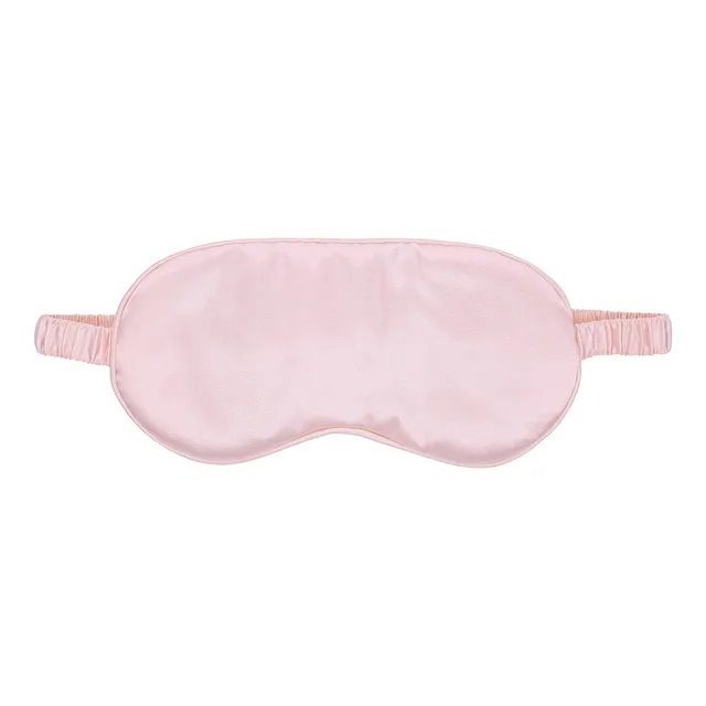 Front view of powder-pink Ouch satin blindfold with gathered strap