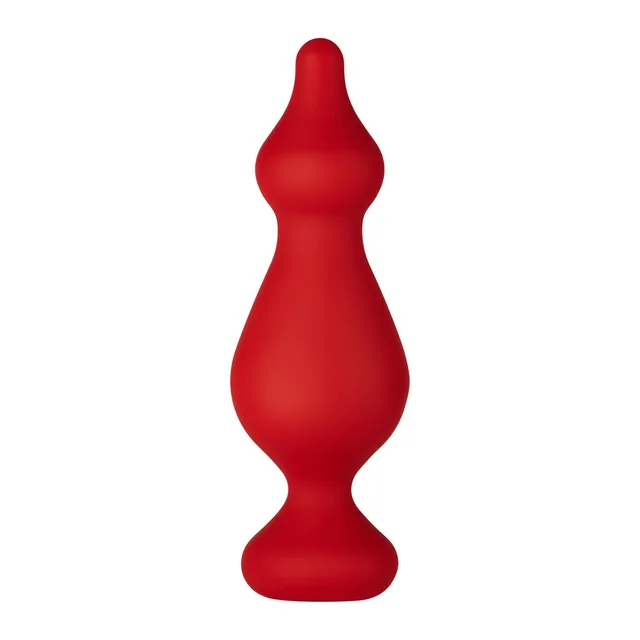 Front view of large red three-bulb silicone plug