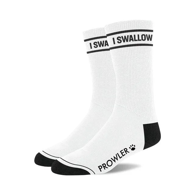 Prowler RED I Swallow white cotton socks pair with black I Swallow cuff lettering black heels and black toes