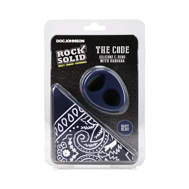 Rock Solid navy double-opening C-ring with navy paisley bandana