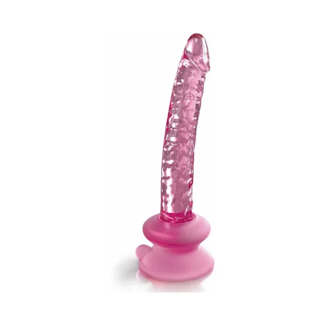Translucent pink Icicles No. 86 dildo with suction base