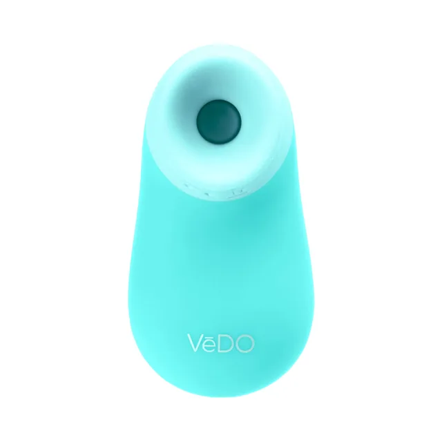 Front close-up of turquoise VeDO Nami with round open mouth