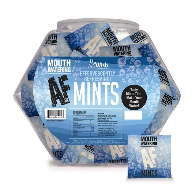 Mouth Watering AF blue 100-piece mints display