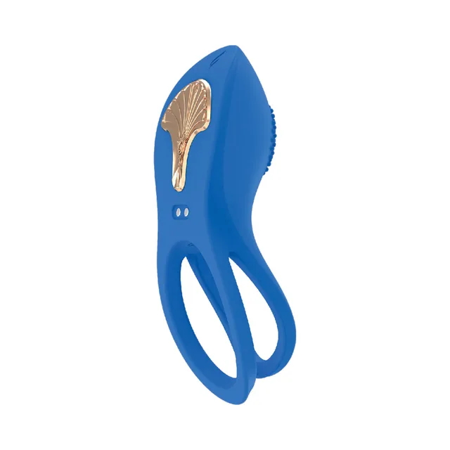 Front angle of blue Gold Glam with gold decorative panel