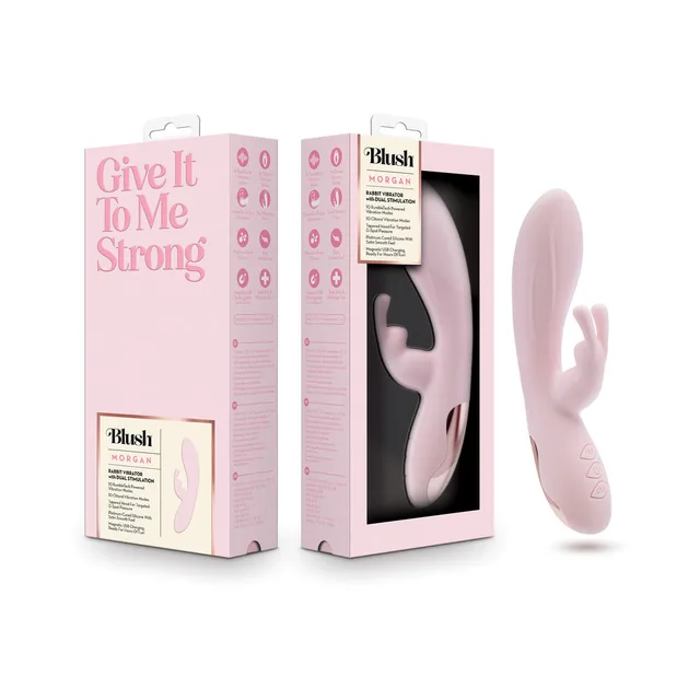 pink Blush Morgan rabbit vibrator beside its pink retail box