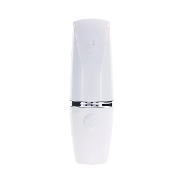 closed white Playboy Getaway lipstick-style vibrator standing upright