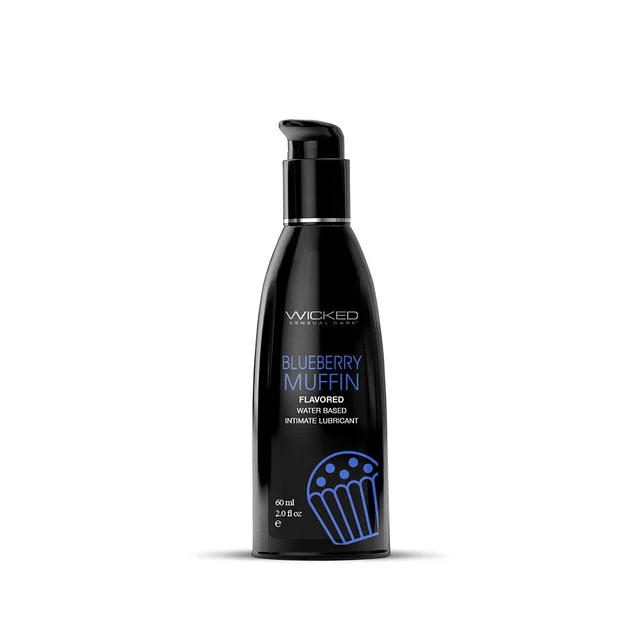 Front of black 2 oz Wicked Aqua Blueberry Muffin pump bottle