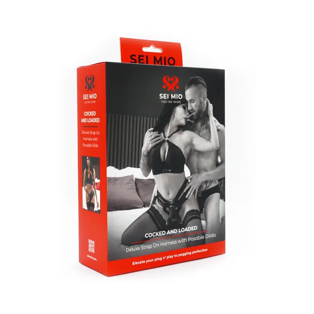 SEI MIO Cocked and Loaded harness and 6.5-inch dildo retail box