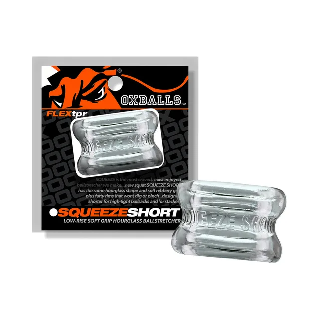 Clear Oxballs Squeeze Short beside black-and-orange package