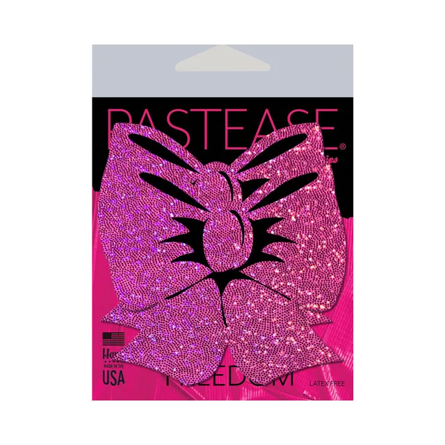 Pastease hot-pink glitter bow pasties package