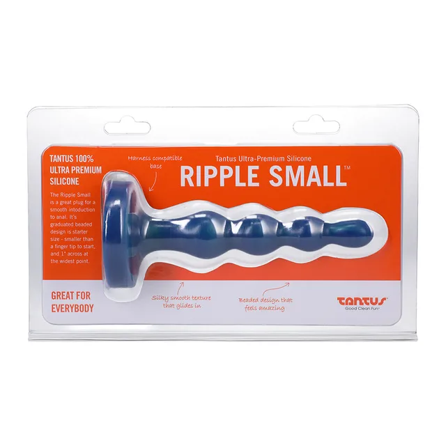 Tantus Ripple Small malachite 8 inch silicone bead dildo front retail clamshell package