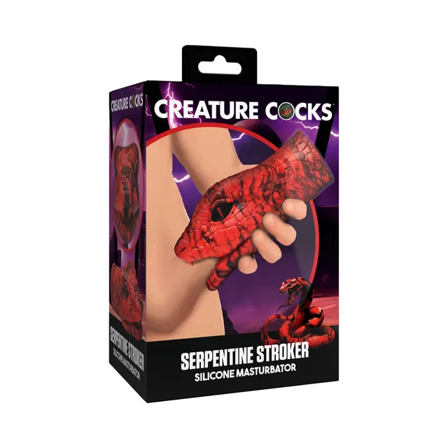 Red Creature Cocks Serpentine snake stroker in black box